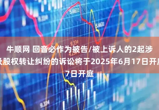 牛顺网 回音必作为被告/被上诉人的2起涉及股权转让纠纷的诉讼将于2025年6月17日开庭